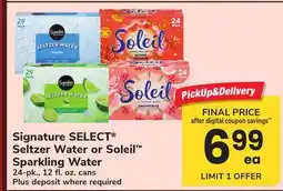 ACME Signature SELECT Seltzer Water or Soleil Sparkling Water offer