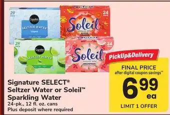 ACME Signature SELECT Seltzer Water or Soleil Sparkling Water offer