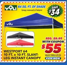Big 5 Yoli Westport 64 10' x 10' Slant Leg Instant Canopy offer