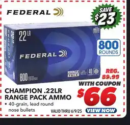 Big 5 Federal Champion 22LR 800-Round Range Pack offer