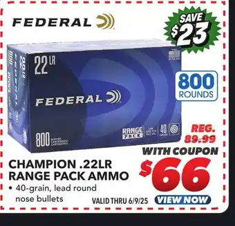 Big 5 Federal Champion 22LR 800-Round Range Pack offer