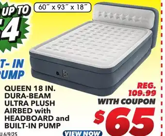 Big 5 Intex Queen 18 Dura-Beam Ultra Plush Airbed with Headboard and Built-In Pump offer