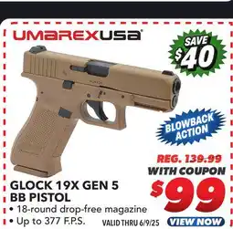 Big 5 Umarex Glock 19X Gen 5 BB Pistol offer
