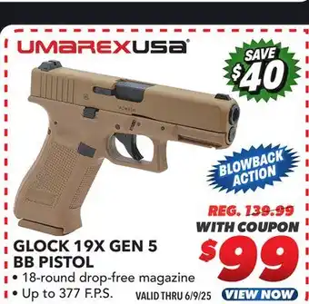 Big 5 Umarex Glock 19X Gen 5 BB Pistol offer