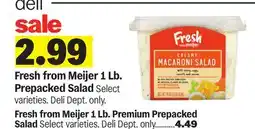 Meijer Prepacked Salad Premium Prepacked Salad offer