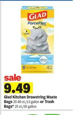 Meijer Glad Kitchen Drawstring Waste Bags 25-80 ct./13 gallon or Trash Bags* 25 ct./30 gallon offer