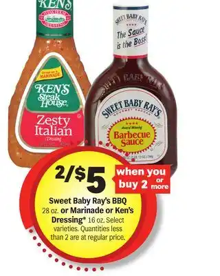 Meijer Sweet Baby Ray's BBQ 28 oz. or Marinade or Ken's Dressing* 16 oz offer