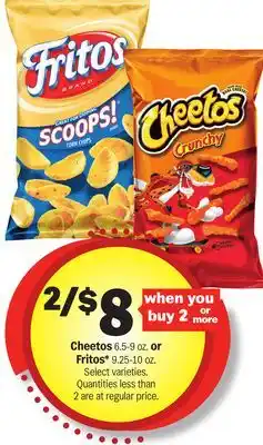 Meijer Cheetos 6.5-9 oz. or Fritos* 9.25-10 oz offer