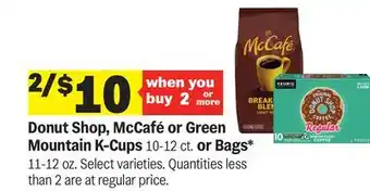 Meijer Donut Shop, McCafé or Green Mountain K-Cups 10-12 ct. or Bags 11-12 oz offer