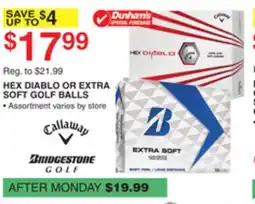 Dunham's Sports HEX DIABLO OR EXTRA SOFT GOLF BALLS offer