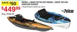 Dunham's Sports PELICAN REBEL 100XR SIT-IN OR REBEL 100XP SIT-ON ANGLER KAYAK offer