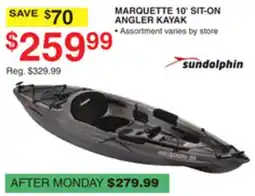 Dunham's Sports SUNDOLPHIN MARQUETTE 10' SIT-ON ANGLER KAYAK offer