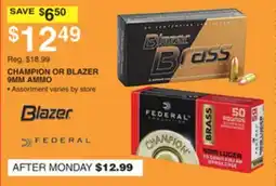 Dunham's Sports CHAMPION OR BLAZER 9MM AMMO offer