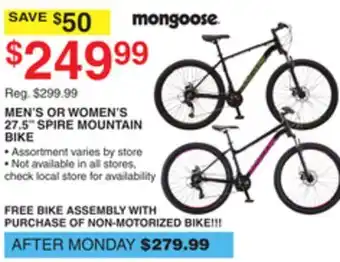 Dunham's Sports MEN'S OR WOMEN'S 27.5 SPIRE MOUNTAIN BIKE offer