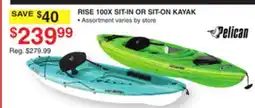 Dunham's Sports PELICAN RISE 100X SIT-IN OR SIT-ON KAYAK offer