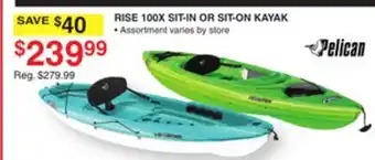 Dunham's Sports PELICAN RISE 100X SIT-IN OR SIT-ON KAYAK offer