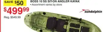 Dunham's Sports SUNDOLPHIN BOSS 10 SS SIT-ON ANGLER KAYAK offer