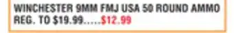 Dunham's Sports WINCHESTER 9MM FMJ USA 50 ROUND AMMO offer