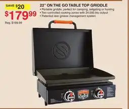 Dunham's Sports 22 ON THE GO TABLE TOP GRIDDLE offer