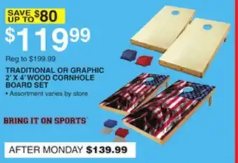 Dunham's Sports TRADITIONAL OR GRAPHIC 2' X 4' WOOD CORNHOLE BOARD SET offer