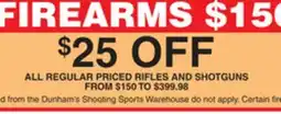 Dunham's Sports ALL REGULAR PRICED RIFLES AND SHOTGUNS offer