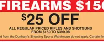 Dunham's Sports ALL REGULAR PRICED RIFLES AND SHOTGUNS offer