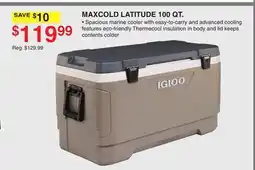 Dunham's Sports IGLOO MAXCOLD LATITUDE 100 QT offer