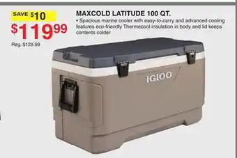 Dunham's Sports IGLOO MAXCOLD LATITUDE 100 QT offer
