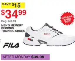 Dunham's Sports FILA MEN'S MEMORY DECIMUS TRAINING SHOES offer