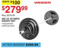 Dunham's Sports WEIDER 300 LB. OLYMPIC WEIGHT SET offer