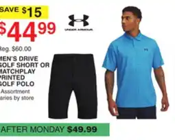 Dunham's Sports MEN'S DRIVE GOLF SHORT OR MATCHPLAY PRINTED POLO offer