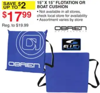 Dunham's Sports 15 X 15 FLOTATION OR BOAT CUSHION offer