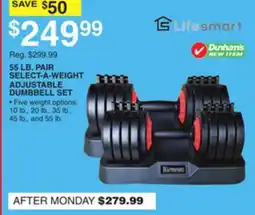 Dunham's Sports LIFESMART SELECT WEIGHT ADJUSTABLE DUMBBELL SET offer