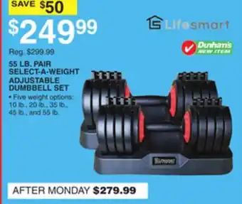Dunham's Sports LIFESMART SELECT WEIGHT ADJUSTABLE DUMBBELL SET offer