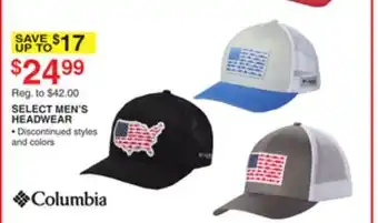 Dunham's Sports COLUMBIA SELECT MEN'S HEADWEAR offer