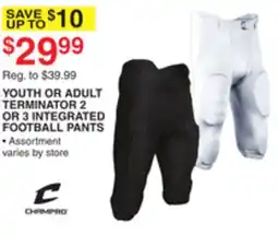 Dunham's Sports YOUTH OR ADULT TERMINATOR 2 OR 3 INTEGRATED FOOTBALL PANTS offer