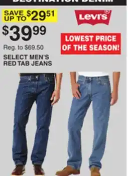 Dunham's Sports SELECT MEN'S RED TAB JEANS offer