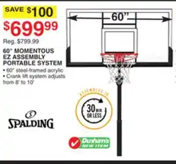 Dunham's Sports 60 MOMENTOUS EZ ASSEMBLY PORTABLE SYSTEM offer