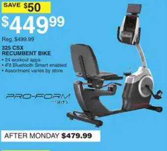 Dunham's Sports 325 CSX RECUMBENT BIKE offer