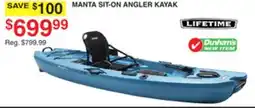 Dunham's Sports LIFETIME MANTA SIT-ON ANGLER KAYAK offer