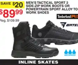 Dunham's Sports TIMBERLAND INLINE SKATES TACTICAL 2 SIDE ZIP WORK BOOTS OR POWERTRAIN SPORT ALLOY TOE WORK SHOES offer