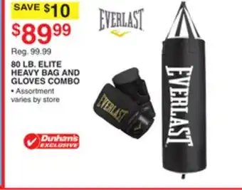 Dunham's Sports EVERLAST 80 LB. ELITE HEAVY BAG AND GLOVES COMBO offer