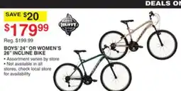 Dunham's Sports HUFFY BOYS' 24 OR WOMEN'S 26 INCLINE BIKE offer