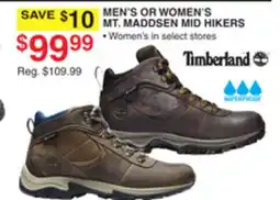 Dunham's Sports TIMBERLAND MEN'S OR WOMEN'S MT. MADDSEN MID HIKERS offer