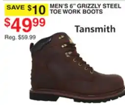 Dunham's Sports TANSMITH MEN'S 6 GRIZZLY STEEL TOE WORK BOOTS offer