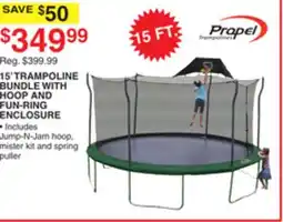 Dunham's Sports PROPEL 15' TRAMPOLINE BUNDLE WITH HOOP AND FUN-RING ENCLOSURE offer