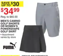 Dunham's Sports PUMA MEN'S CAMINO GOLF SHORTS OR WOMEN'S POWERSHAPE GOLF SKIRT offer