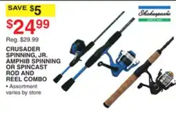 Dunham's Sports CRUSADER SPINNING, JR. AMPHIB SPINNING OR SPINCAST ROD AND REEL COMBO offer