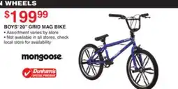 Dunham's Sports MONGOOSE BOYS' 20 GRID MAG BIKE offer