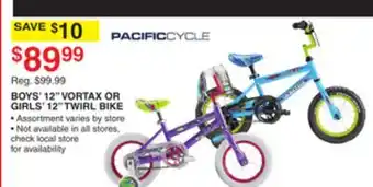 Dunham's Sports BOYS' 12 VORTAX OR GIRLS' 12 TWIRL BIKE offer